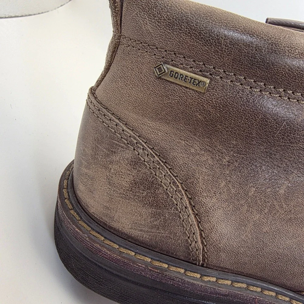 ECCO Chukka Boots Mens 39 Brown Gore-Tex Leather Waterproof Shock Point Lace Up